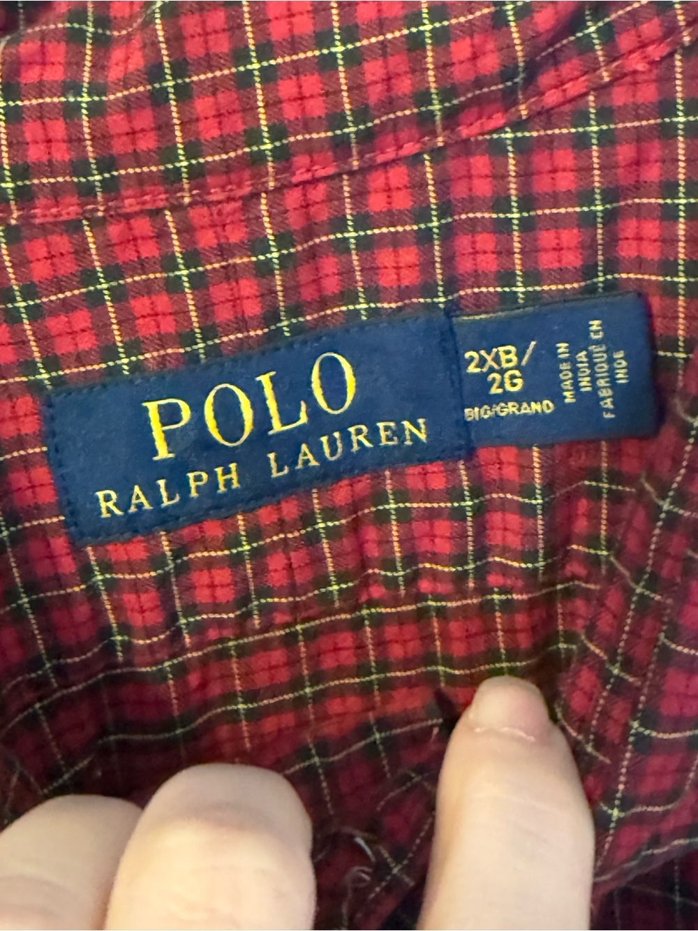 Polo Ralph Lauren Men’s 2XB Red Plaid Button Front Shirt Big Tall Cotton - Picture 3 of 4